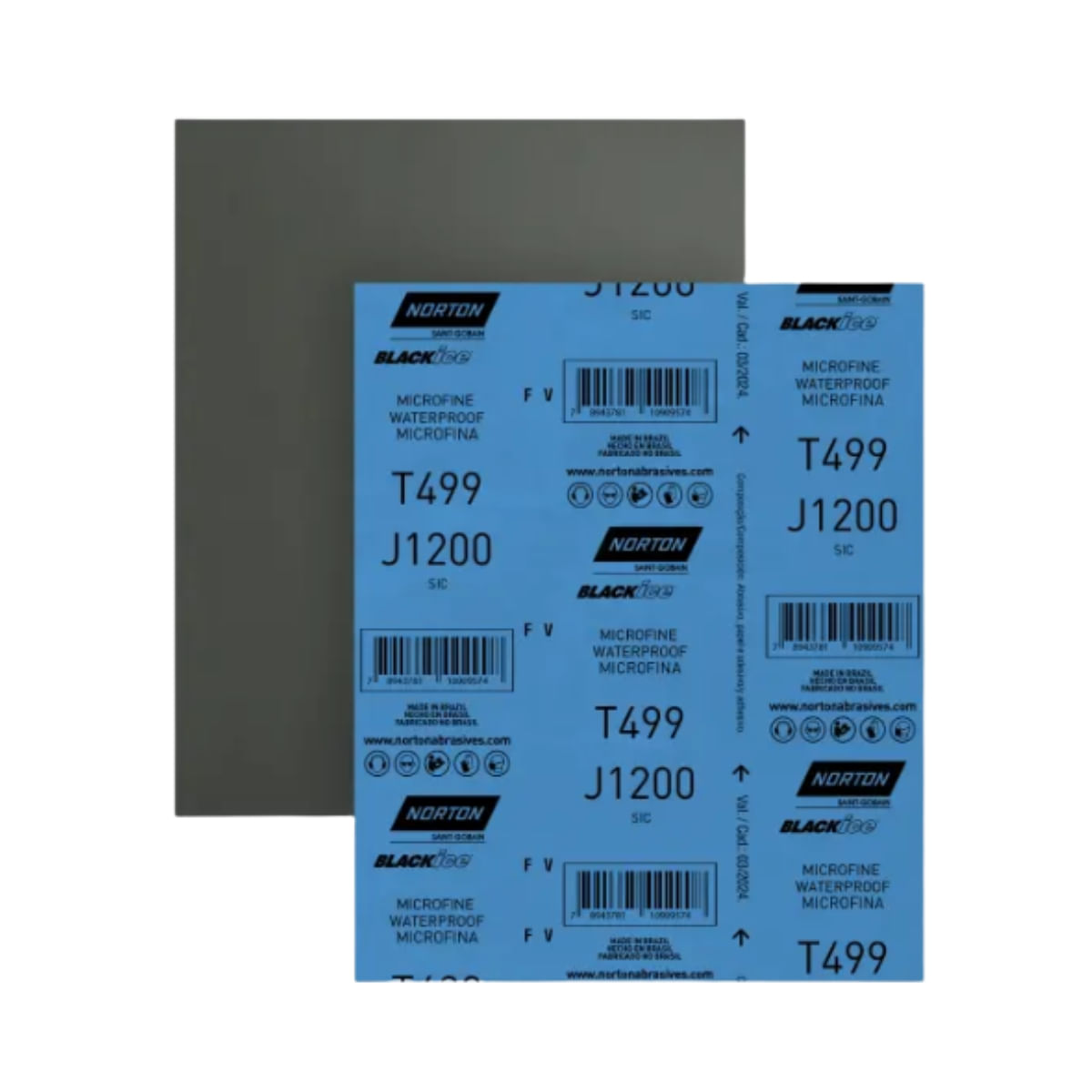 Folha Lixa Blackice Agua T499 P1200 (PCT C/ 25 Folhas) 230x280 - NORTON